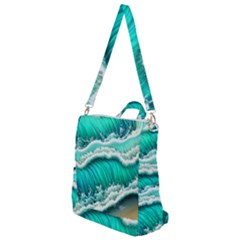 Ocean Waves Design In Pastel Colors Crossbody Backpack by GardenOfOphir