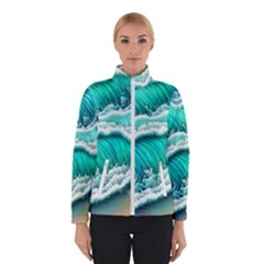 Ocean Waves Design In Pastel Colors Women s Bomber Jacket by GardenOfOphir