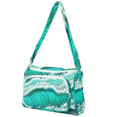 Ocean Waves Design In Pastel Colors Front Pocket Crossbody Bag