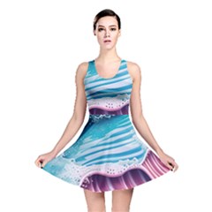 Pink Wave Crashing On The Shore Reversible Skater Dress by GardenOfOphir