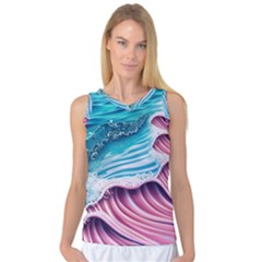 Pink Wave Crashing On The Shore Women s Basketball Tank Top by GardenOfOphir