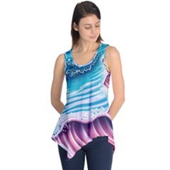 Pink Wave Crashing On The Shore Sleeveless Tunic by GardenOfOphir