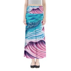 Pink Wave Crashing On The Shore Full Length Maxi Skirt by GardenOfOphir