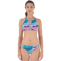 Pink Wave Crashing On The Shore Perfectly Cut Out Bikini Set by GardenOfOphir