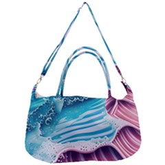 Pink Wave Crashing On The Shore Removal Strap Handbag by GardenOfOphir