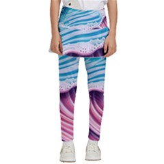 Pink Wave Crashing On The Shore Kids  Skirted Pants by GardenOfOphir