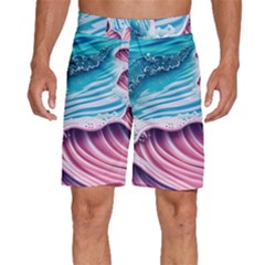 Pink Wave Crashing On The Shore Men s Beach Shorts