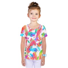 Feathers Pattern Background Colorful Plumage Kids  One Piece Tee