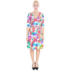 Feathers Pattern Background Colorful Plumage Wrap Up Cocktail Dress