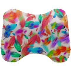 Feathers Pattern Background Colorful Plumage Head Support Cushion