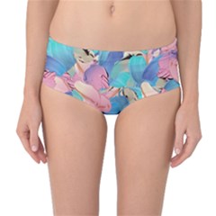 Painting Watercolor Abstract Design Artistic Ink Mid-waist Bikini Bottoms