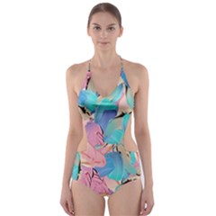 Painting Watercolor Abstract Design Artistic Ink Cut-out One Piece Swimsuit by Ravend