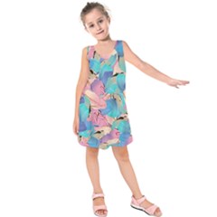 Painting Watercolor Abstract Design Artistic Ink Kids  Sleeveless Dress