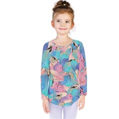 Painting Watercolor Abstract Design Artistic Ink Kids  Long Sleeve Tee