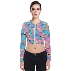 Painting Watercolor Abstract Design Artistic Ink Long Sleeve Zip Up Bomber Jacket