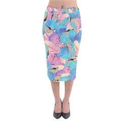 Painting Watercolor Abstract Design Artistic Ink Velvet Midi Pencil Skirt