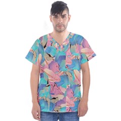 Painting Watercolor Abstract Design Artistic Ink Men s V-neck Scrub Top