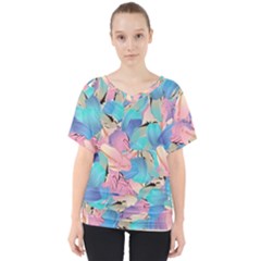 Painting Watercolor Abstract Design Artistic Ink V-neck Dolman Drape Top by Ravend