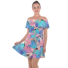 Painting Watercolor Abstract Design Artistic Ink Off Shoulder Velour Dress