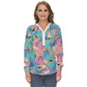 Painting Watercolor Abstract Design Artistic Ink Zip Up Long Sleeve Blouse View1