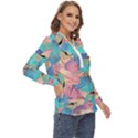 Painting Watercolor Abstract Design Artistic Ink Zip Up Long Sleeve Blouse View3