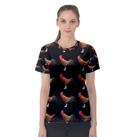 Background Pattern Chicken Fowl Cockerel Livestock Women s Sport Mesh Tee by Ravend