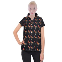 Background Pattern Chicken Fowl Cockerel Livestock Women s Button Up Vest by Ravend