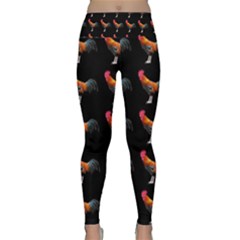 Background Pattern Chicken Fowl Cockerel Livestock Lightweight Velour Classic Yoga Leggings by Ravend