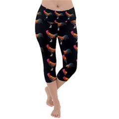 Background Pattern Chicken Fowl Cockerel Livestock Lightweight Velour Capri Yoga Leggings by Ravend