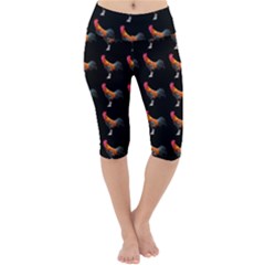 Background Pattern Chicken Fowl Cockerel Livestock Lightweight Velour Cropped Yoga Leggings by Ravend