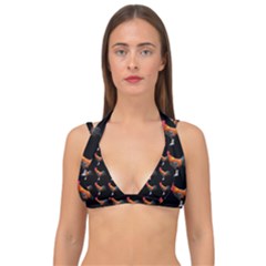 Background Pattern Chicken Fowl Cockerel Livestock Double Strap Halter Bikini Top by Ravend