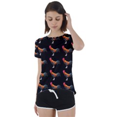 Background Pattern Chicken Fowl Cockerel Livestock Short Sleeve Open Back Tee by Ravend