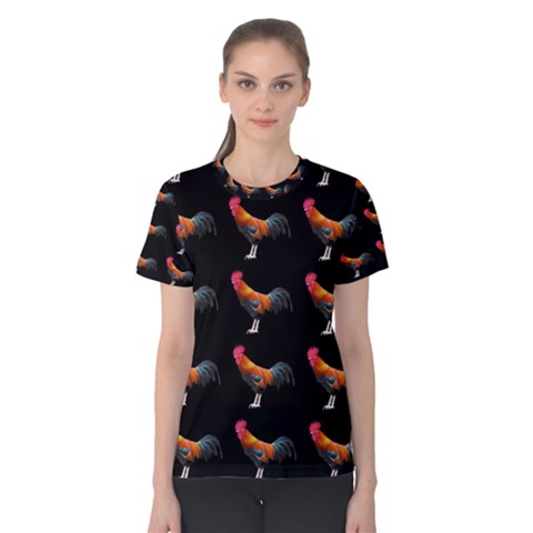 Background Pattern Chicken Fowl Cockerel Livestock Women s Cotton Tee by Ravend