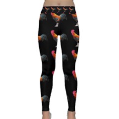 Background Pattern Chicken Fowl Cockerel Livestock Classic Yoga Leggings by Ravend