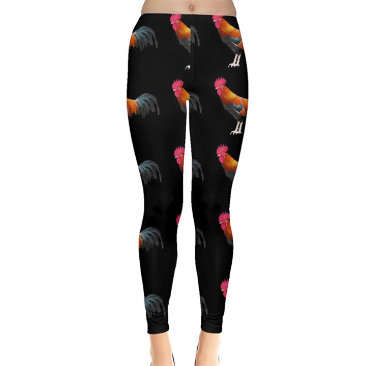 Background Pattern Chicken Fowl Cockerel Livestock Leggings 