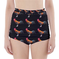 Background Pattern Chicken Fowl Cockerel Livestock High-waisted Bikini Bottoms by Ravend