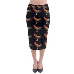 Background Pattern Chicken Fowl Cockerel Livestock Midi Pencil Skirt by Ravend