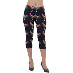 Background Pattern Chicken Fowl Cockerel Livestock Lightweight Velour Capri Leggings  by Ravend