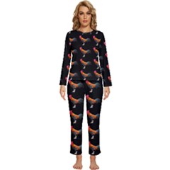 Background Pattern Chicken Fowl Cockerel Livestock Womens  Long Sleeve Lightweight Pajamas Set