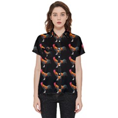 Background Pattern Chicken Fowl Cockerel Livestock Short Sleeve Pocket Shirt by Ravend