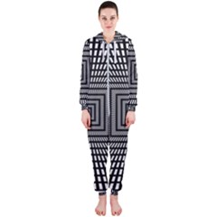 Focus Squares Optical Illusion Background Pattern Hooded Jumpsuit (ladies) by Ravend