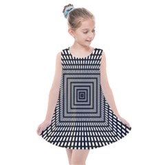 Focus Squares Optical Illusion Background Pattern Kids  Summer Dress