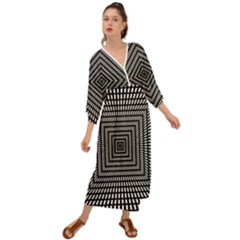 Focus Squares Optical Illusion Background Pattern Grecian Style  Maxi Dress