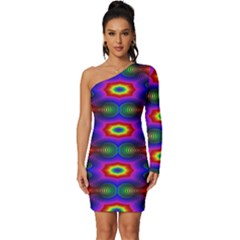 Colorfull Wallpaper Long Sleeve One Shoulder Mini Dress