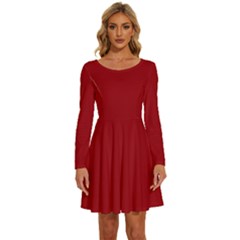 Red Wine	 - 	long Sleeve Wide Neck Velvet Dress by ColorfulDresses