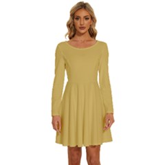 Misted Yellow	 - 	long Sleeve Wide Neck Velvet Dress by ColorfulDresses