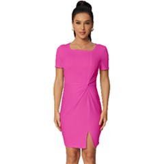 Wild Strawberry Pink	 - 	fitted Knot Split End Bodycon Dress by ColorfulDresses