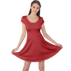 Fire Brick Red	 - 	cap Sleeve Dress by ColorfulDresses