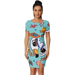 Guillever Wp Fitted Knot Split End Bodycon Dress