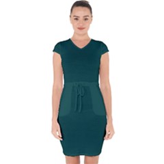 Warm Blackish Green	 - 	capsleeve Drawstring Dress by ColorfulDresses